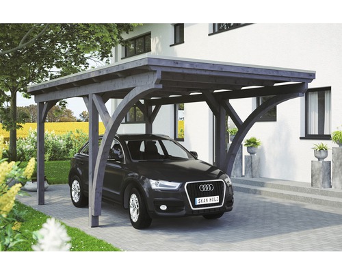 Carport simple Konsta panneaux de toiture en aluminium 2 arches et ancrage H compris 304x500 cm gris ardoise Carport simple Konsta panneaux de toiture en aluminium 2 arches et ancrage H compris 304x500 cm gris ardoise