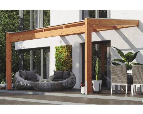 Toiture pour terrasse SKAN HOLZ Novara avec courroies de poteau 450x259 cm chêne clair