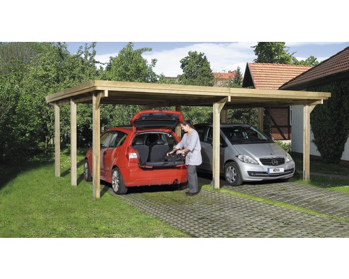 Doppelcarport Optima Gr. 3, 603x512 cm kesseldruckimprägniert