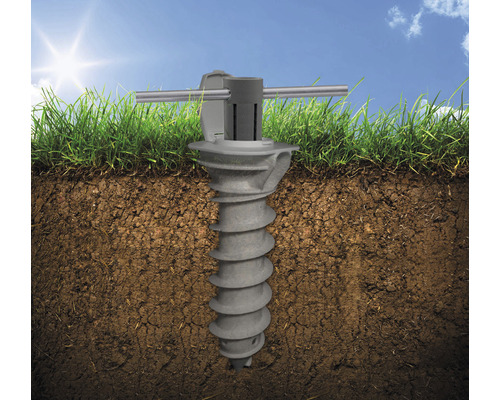 Ancre de terre pour fixation dans le sol avec fonction de vissage