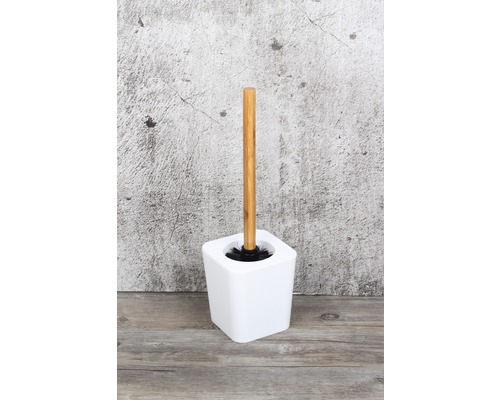 Brosse de toilette avec support en bambou et plastique