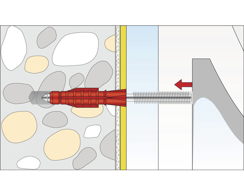 Illustration einer Dübelbefestigung in einer Wand