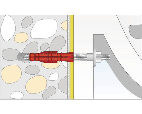 Illustration einer Dübelbefestigung in einer Wand