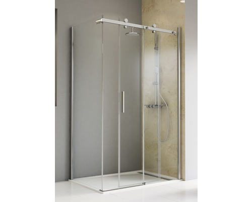 Porte de douche avec paroi latérale Schulte TouraPlus 80x120 cm verre transparent couleur du profilé chrome