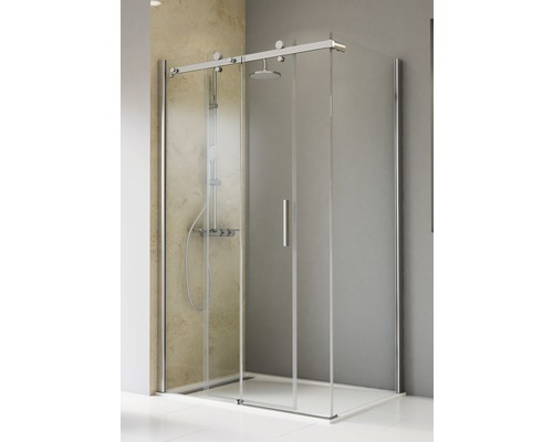 Porte de douche avec paroi latérale Schulte TouraPlus 120x90 cm verre transparent couleur du profilé chrome