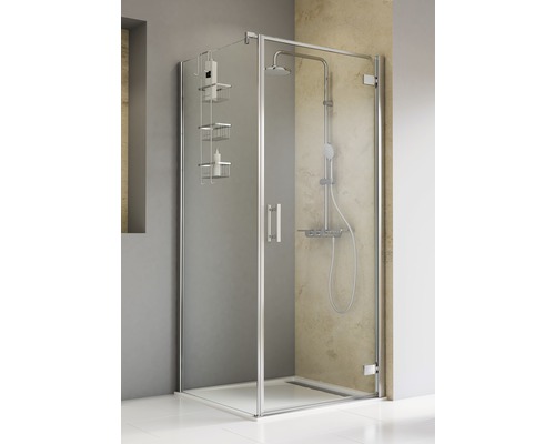 Duschtür mit Seitenwand Schulte Toura Plus 80 cm Klarglas Profilfarbe chrom