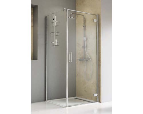 Porte de douche avec paroi latérale Schulte TouraPlus 80 cm verre transparent couleur du profilé chrome