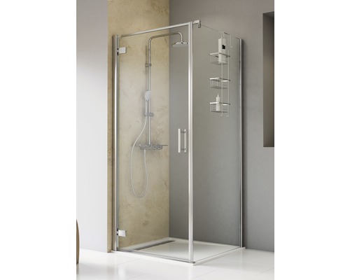 Porte de douche avec paroi latérale Schulte TouraPlus 90 cm verre transparent couleur du profilé chrome