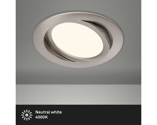 Spot à encastrer LED IP23 8W 800 lm 4000 K blanc neutre pivotant nickel mat Ø 140/120 mm 230V