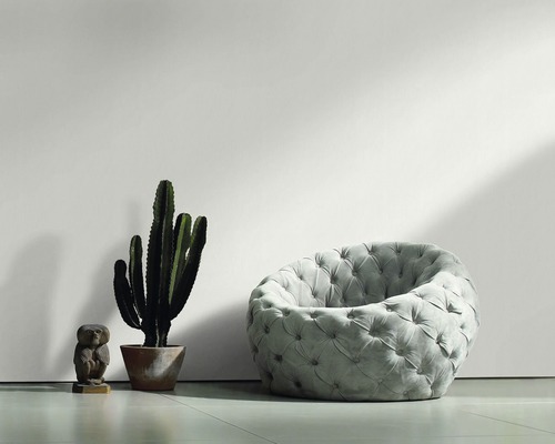 Scène avec un fauteuil capitonné, un cactus et une statuette