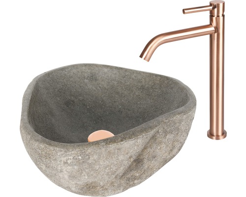 Waschtisch aus Stein mit Armatur