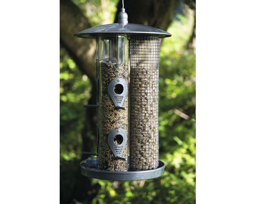 Vogelfutterspender mit zwei Kammern für unterschiedliches Vogelfutter
