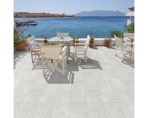 Dalle de terrasse en grès cérame fin FLAIRSTONE couleur granite bord rectifié 60 x 30 x 3 cm