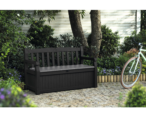 Banc de jardin avec espace de rangement dans le jardin