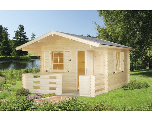 Gartenhaus Emma 10,4+4,2 m² inkl. Fussboden 330 x 460 cm natur