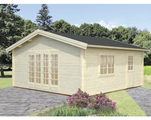 Abri de jardin Palmako Irene 27,7 m² avec plancher 622 x 598 cm naturel Maison de jardin en bois avec porte double et fenêtres