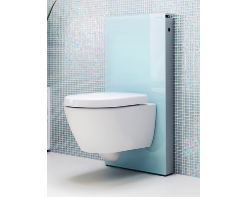 GEBERIT Sanitärmodul Monolith für WC Bauhöhe 1010 mm Frontverkleidung Glas mint 131.021.SL.5 Wand-Tiefspül-WC mit Spülkasten in Badezimmer