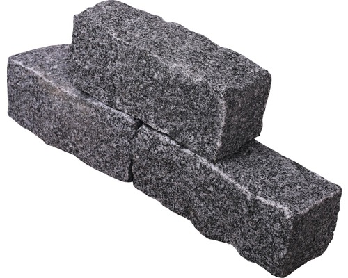 Deux pavés de granit gris empilés