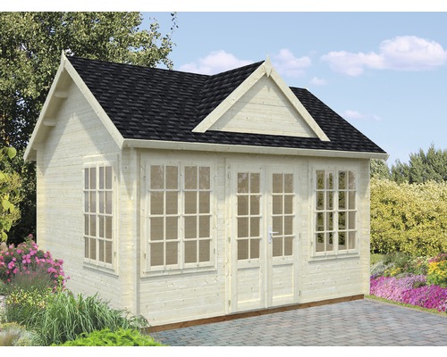 Abri de jardin Palmako Claudia 11,5 m² avec plancher 444 x 354 cm naturel Maison de jardin en bois avec fenêtres et double porte