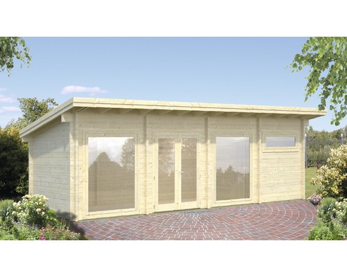 Abri de jardin Palmako Heidi 22,8 m² avec plancher 885 x 400 cm naturel Abri de jardin en bois avec fenêtres et porte double