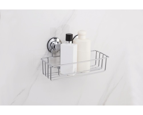 Drahtregal mit Saugknopf zur Badaufbewahrung