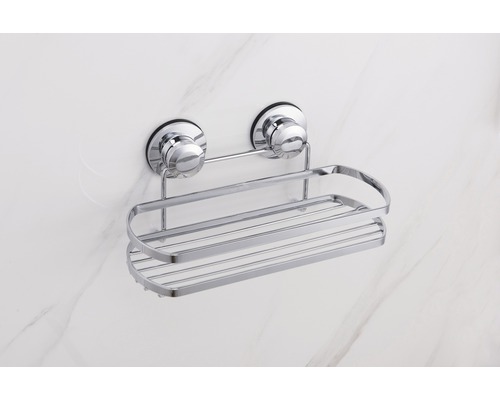 Duschregal aus Metall mit Saugnäpfen zur Befestigung