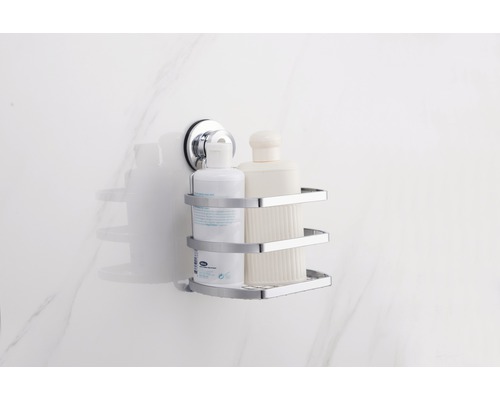Étagère d''angle avec ventouse pour accessoires de salle de bain