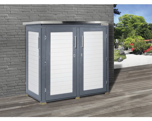 Armoire de jardin en bois avec deux portes et lamelles