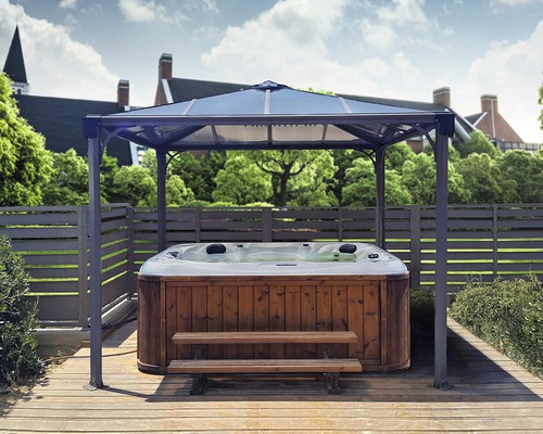 Pavillon PALRAM Palermo Premium 3000 Garden Gazebo set de rideaux inclus 295 x 295 cm anthracite