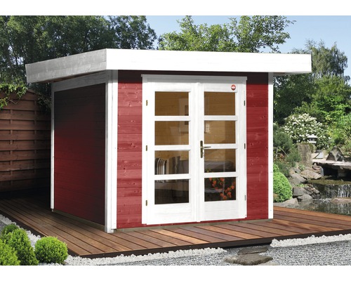 Abri de jardin weka Designhaus 126+ Taille 1 grande hauteur de passage 195 cm, avec plancher 356 x 284 cm rouge