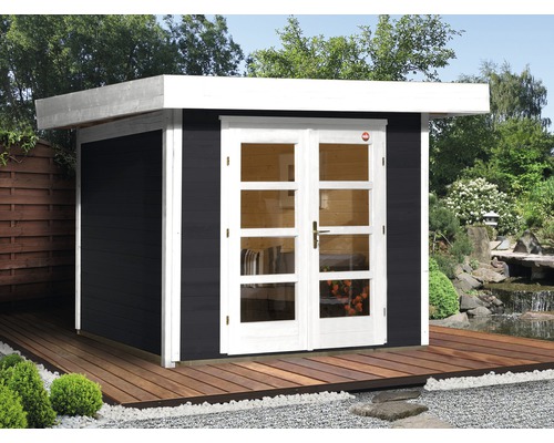 Abri de jardin weka Designhaus 126+ Taille 1 grande hauteur de passage 195 cm, avec plancher 356 x 284 cm anthracite