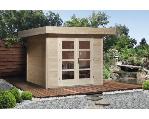 Abri de jardin weka Designhaus 126+ taille 2 avec plancher 295x240 cm naturel