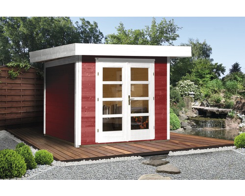 Gartenhaus weka Designhaus 126+ Gr. 2 hohes Durchgangsmass 195 cm, mit Fussboden 356 x 314 cm rot