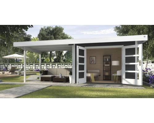 Abri de jardin weka Designhaus 126 B+ taille 1 avec plancher et toit en appentis 590x240 cm, anthracite