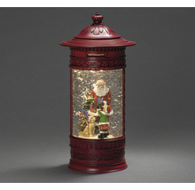 Boule à neige décorative en forme de boîte aux lettres avec Père Noël, enfant et chien