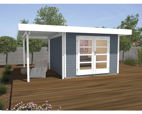 Abri de jardin weka Designhaus 126 A+ taille 2 avec plancher et toit en appentis 442x300 cm, gris