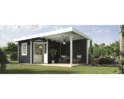 Abri de jardin weka Designhaus 213 B+ taille 1 avec plancher et toit en appentis 533x238 cm, anthracite