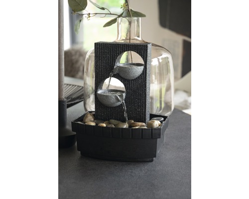 Fontaine d''intérieur décorative avec deux vasques et galets