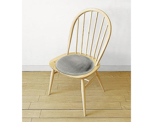Chaise avec coussin d''assise rond et gris
