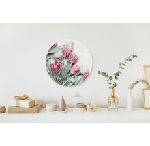 Wandbild mit Tulpenmotiv über einem Regal