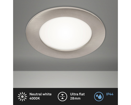 Spot à encastrer LED IP44 6W 600 lm 4000 K blanc neutre nickel mat Ø 120/110 mm 230V