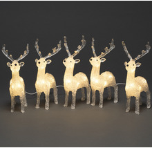 Cinq figurines de rennes lumineux comme décoration de Noël
