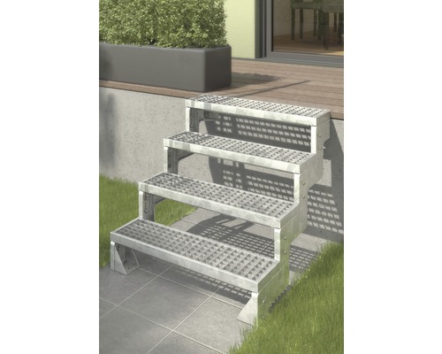 Premium Stahl-Gartentreppe – 4 Stufen, 80 Cm Breit, 76 Cm Hoch, Verzinkt & Pulverbeschichtet