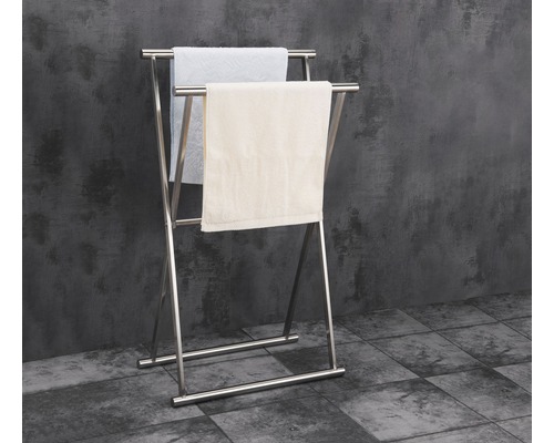 Porte-serviettes autoportant en métal avec deux serviettes