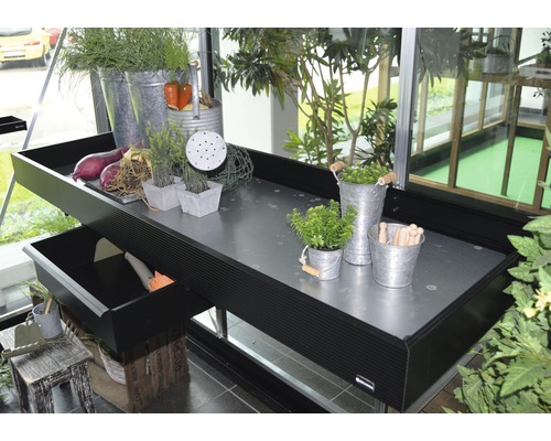 Table en aluminium JULIANA intégrée 2 sections 142 x 52 cm noir