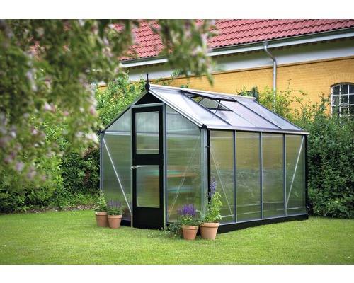 Serre de jardin avec des plantes en pots