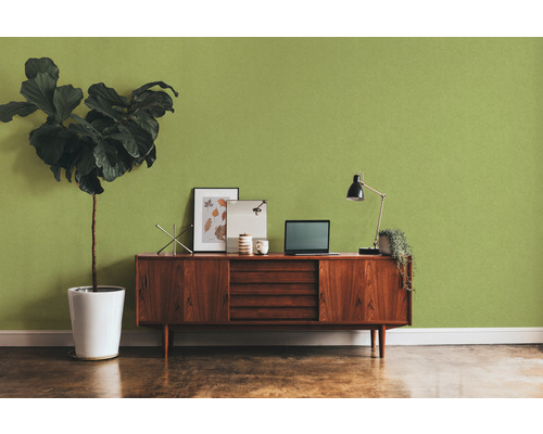 Salon avec commode, plante d''intérieur et lampe de bureau