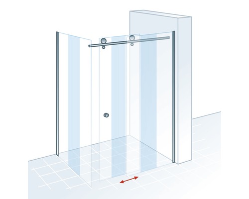 Cabine de douche avec porte coulissante en verre