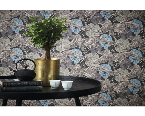 Tapete mit Fischmuster in einem Wohnraum