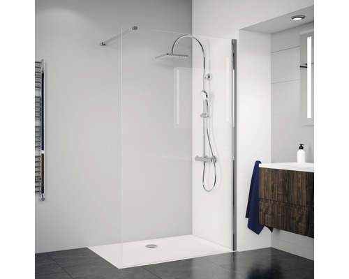 Paroi de douche à l'italienne Breuer Panorama 90 cm verre transparent profilé couleur chrome